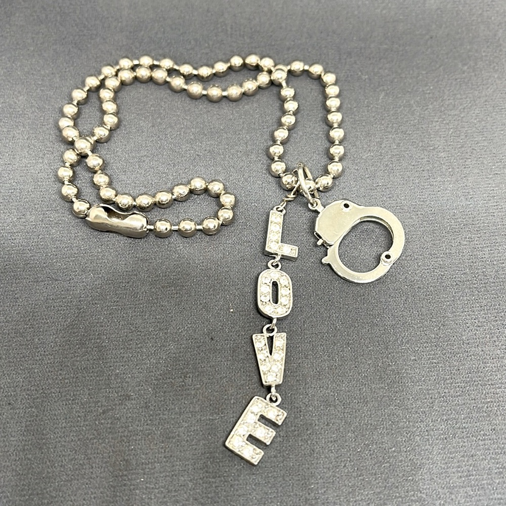 16” LOVE and handcuff ball chain necklace